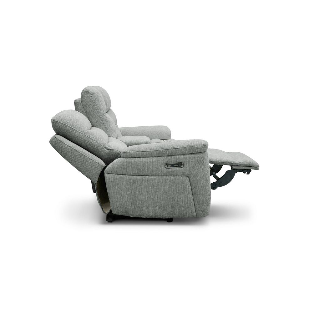 Jarrod 2 Seater Power Recliner with Console in Hopsack Platinum Fabric 8