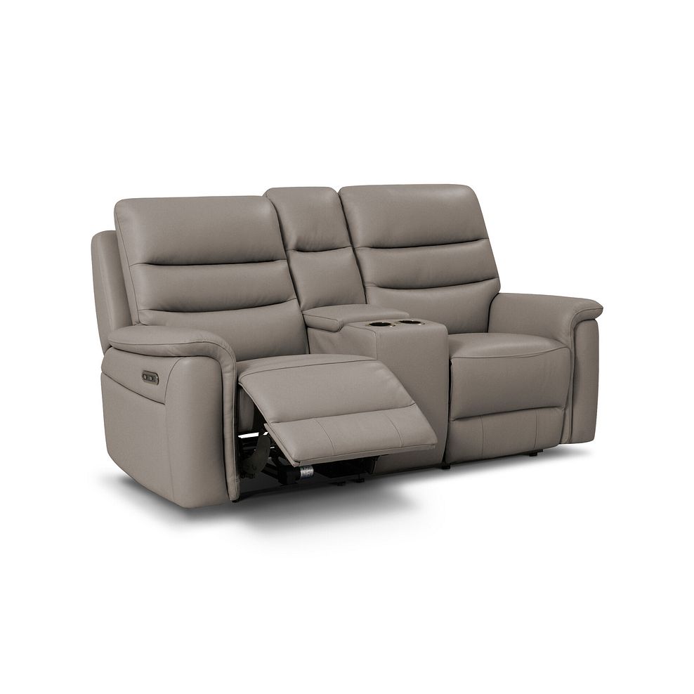 Jarrod 2 Seater Power Recliner with Console in Oyster Leather 2