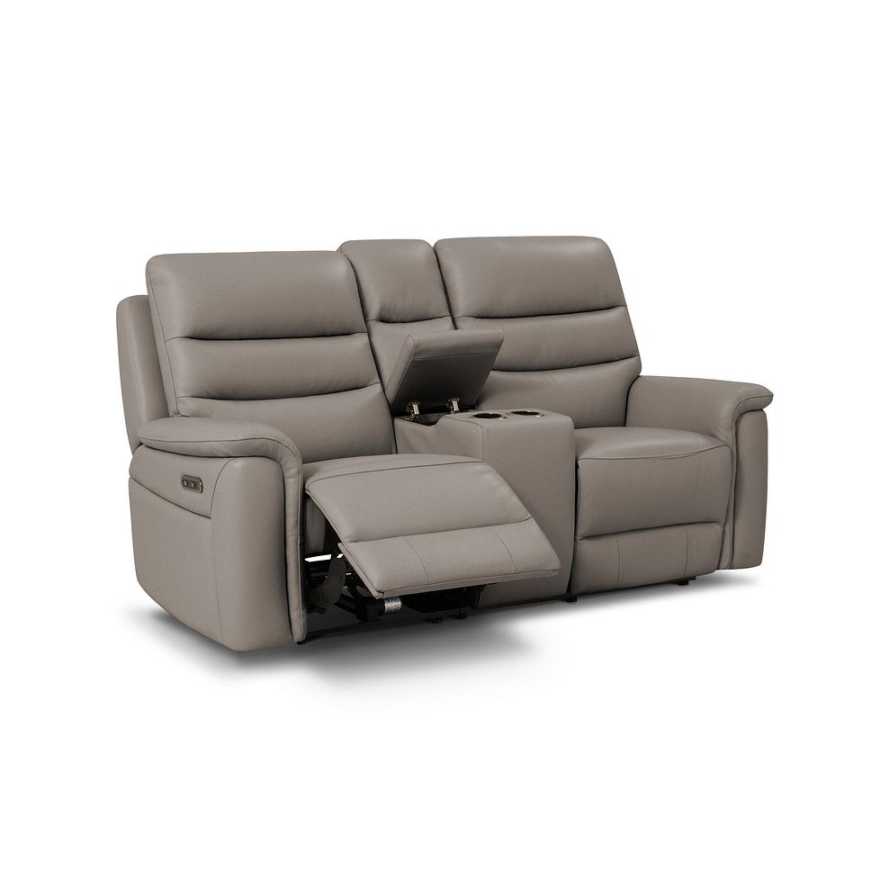 Jarrod 2 Seater Power Recliner with Console in Oyster Leather 3