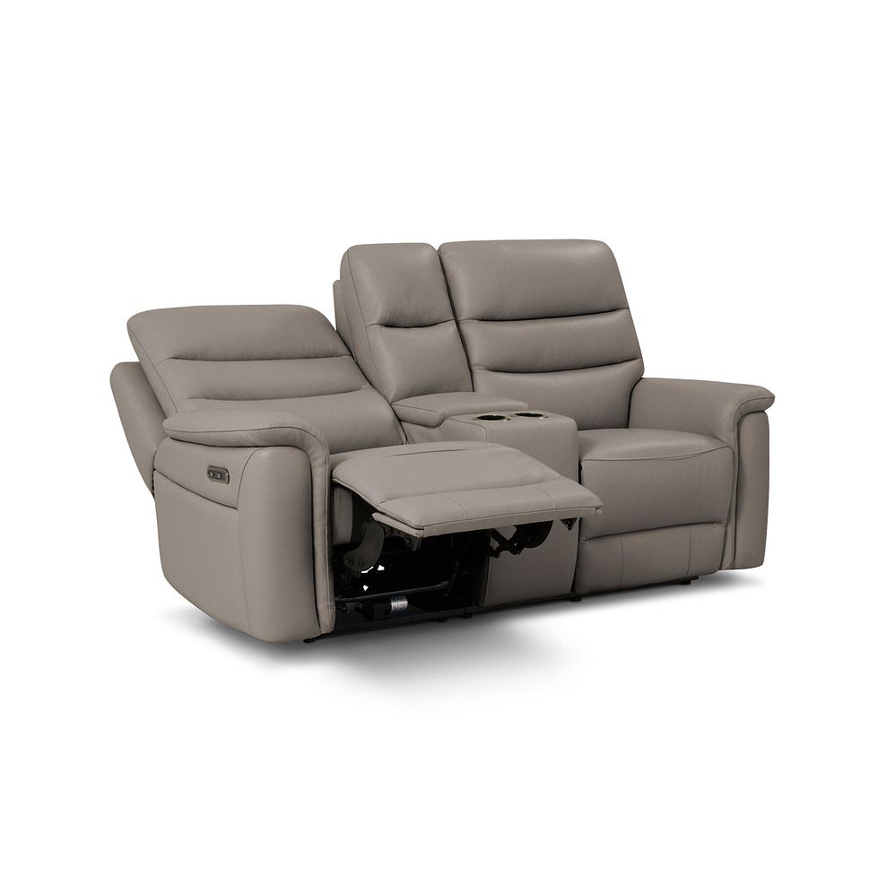 Jarrod 2 Seater Power Recliner with Console in Oyster Leather 4