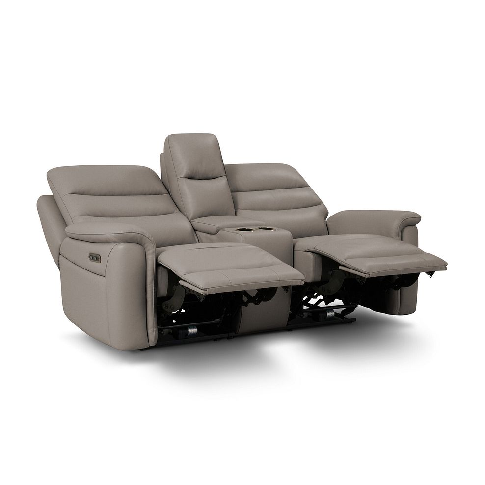 Jarrod 2 Seater Power Recliner with Console in Oyster Leather 5