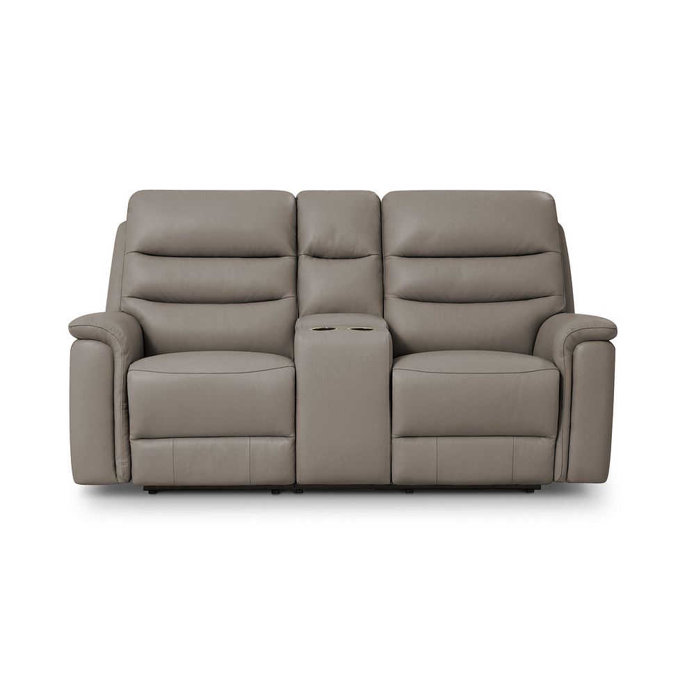 Jarrod 2 Seater Power Recliner with Console in Oyster Leather 10