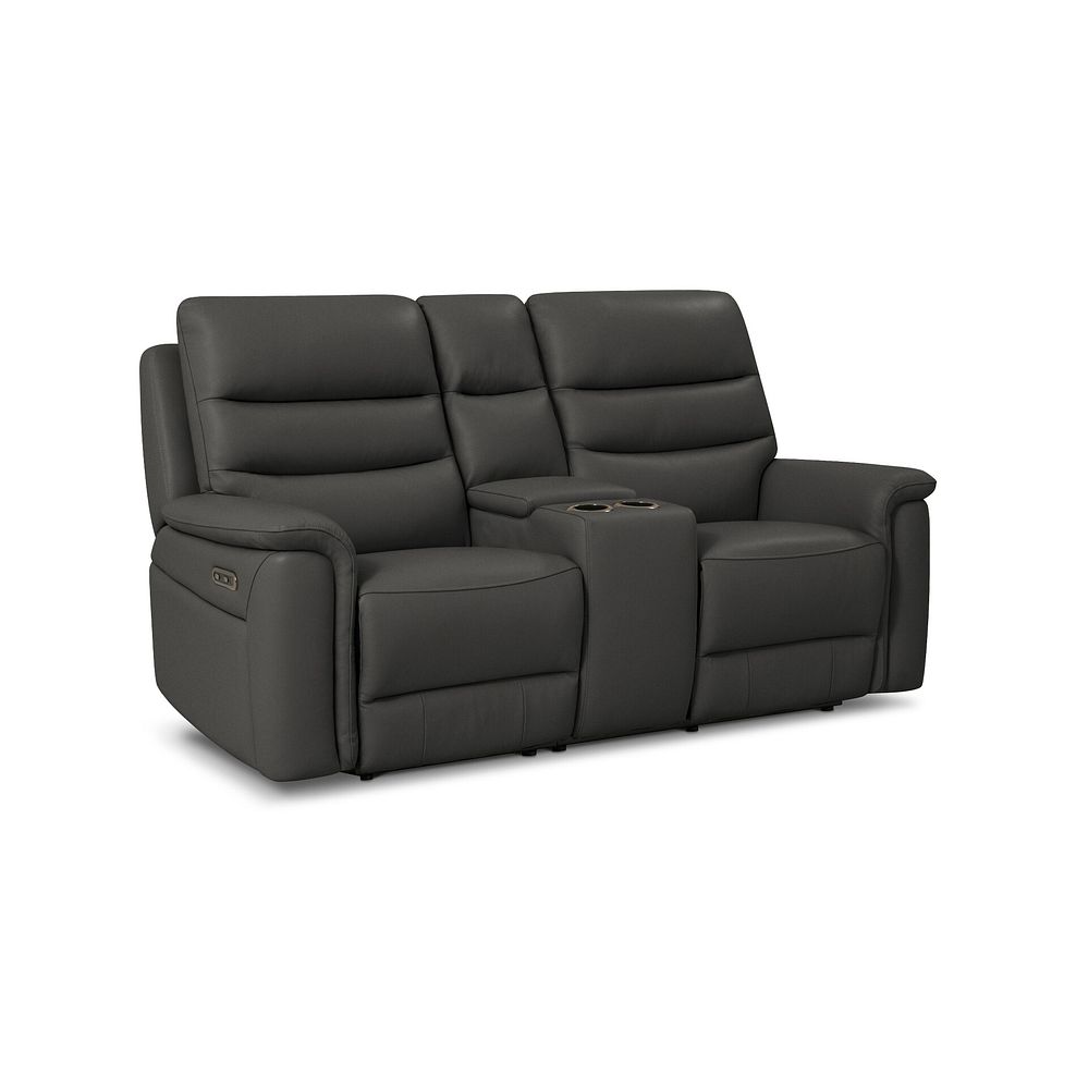 Jarrod 2 Seater Power Recliner with Console in Storm Leather 1