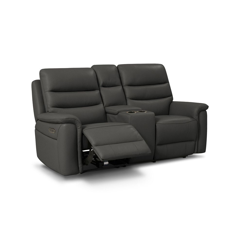 Jarrod 2 Seater Power Recliner with Console in Storm Leather 2