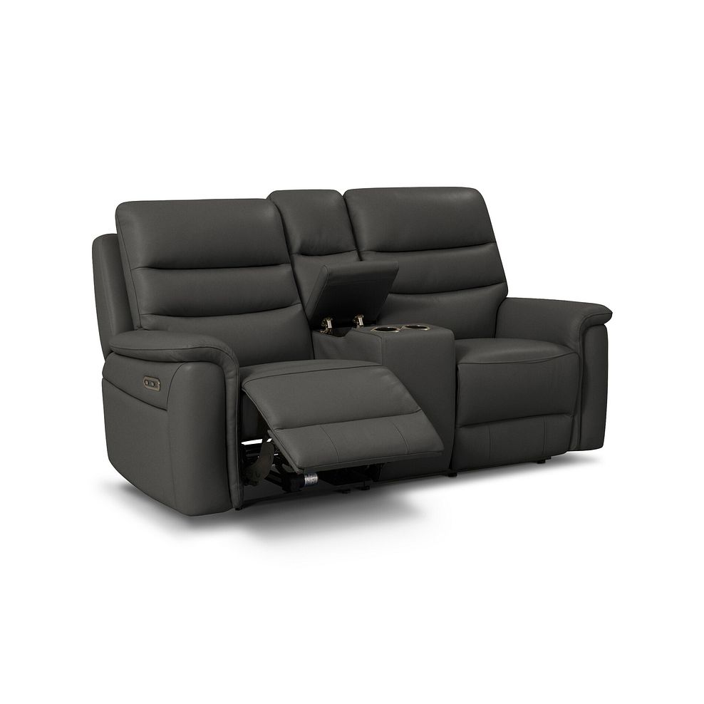 Jarrod 2 Seater Power Recliner with Console in Storm Leather 3