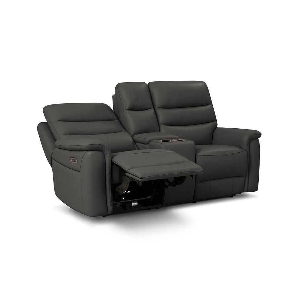 Jarrod 2 Seater Power Recliner with Console in Storm Leather 4