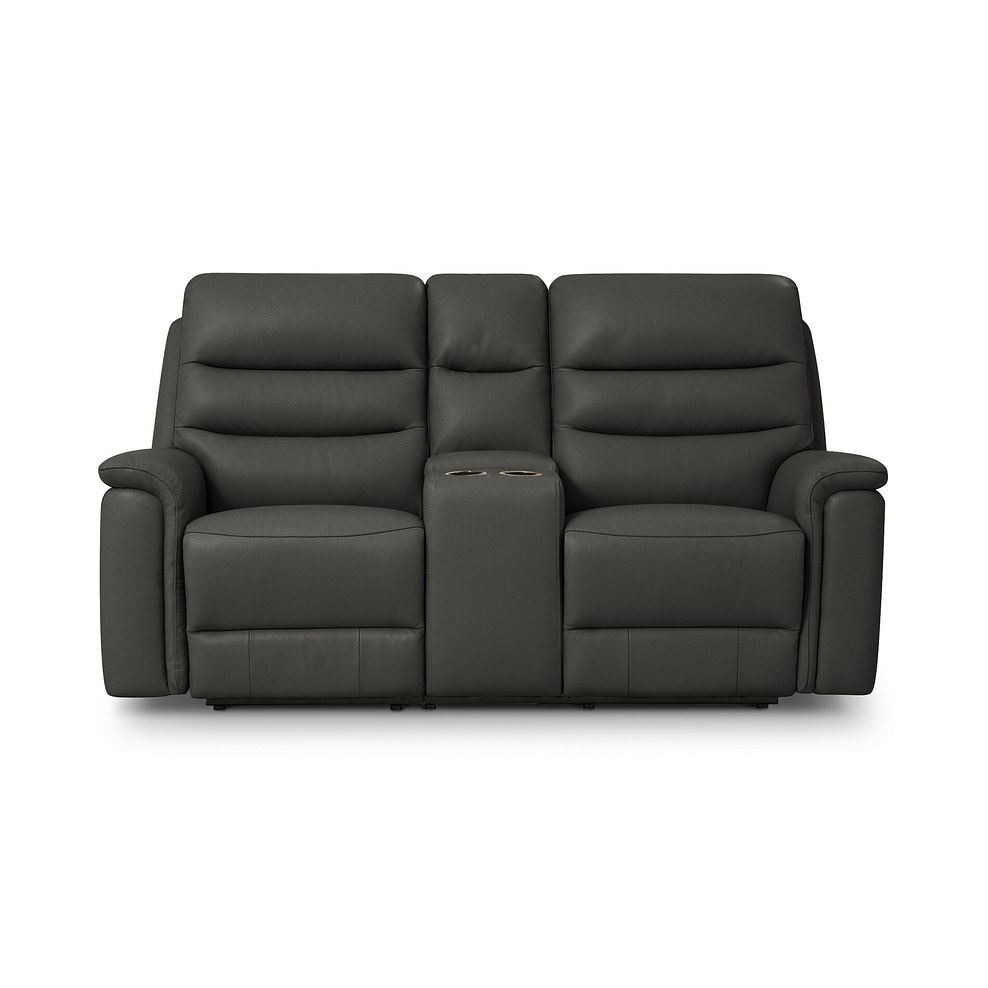 Jarrod 2 Seater Power Recliner with Console in Storm Leather 10