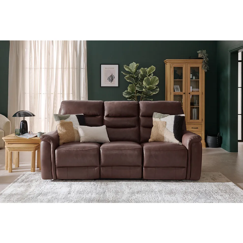 Jarrod 3 Seater Electric Recliner in Chestnut Leather 3