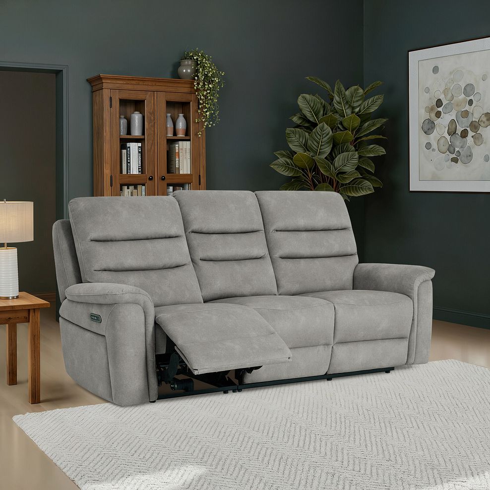 Jarrod 3 Seater Electric Recliner in Dexter Stone Fabric 1