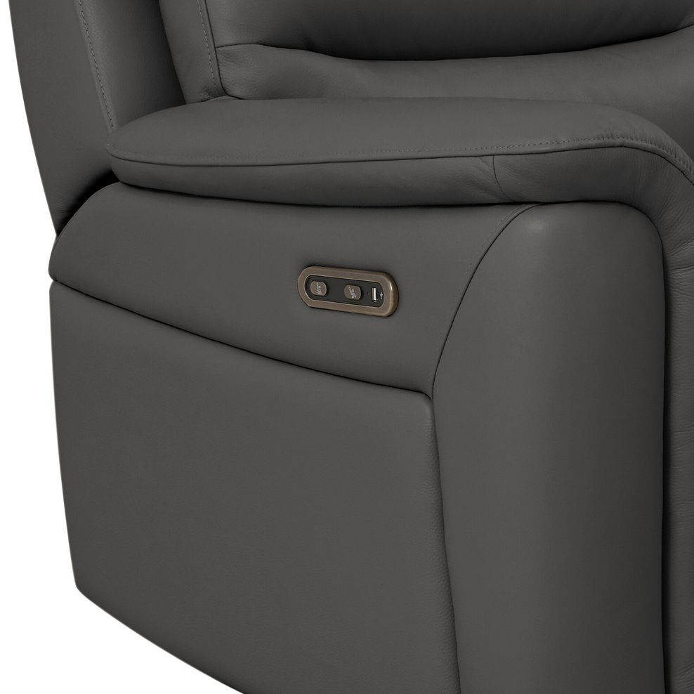 Jarrod 3 Seater Electric Recliner in Elephant Grey Leather 10