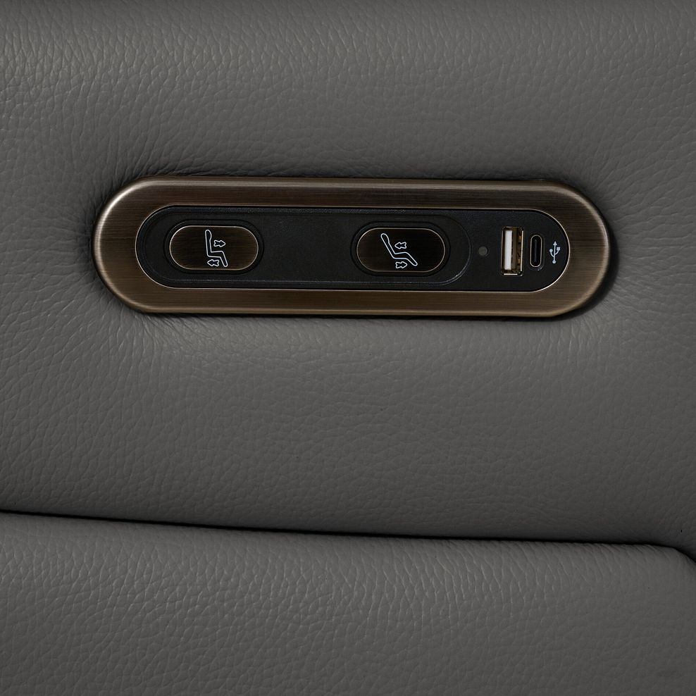 Jarrod 3 Seater Electric Recliner in Elephant Grey Leather 11