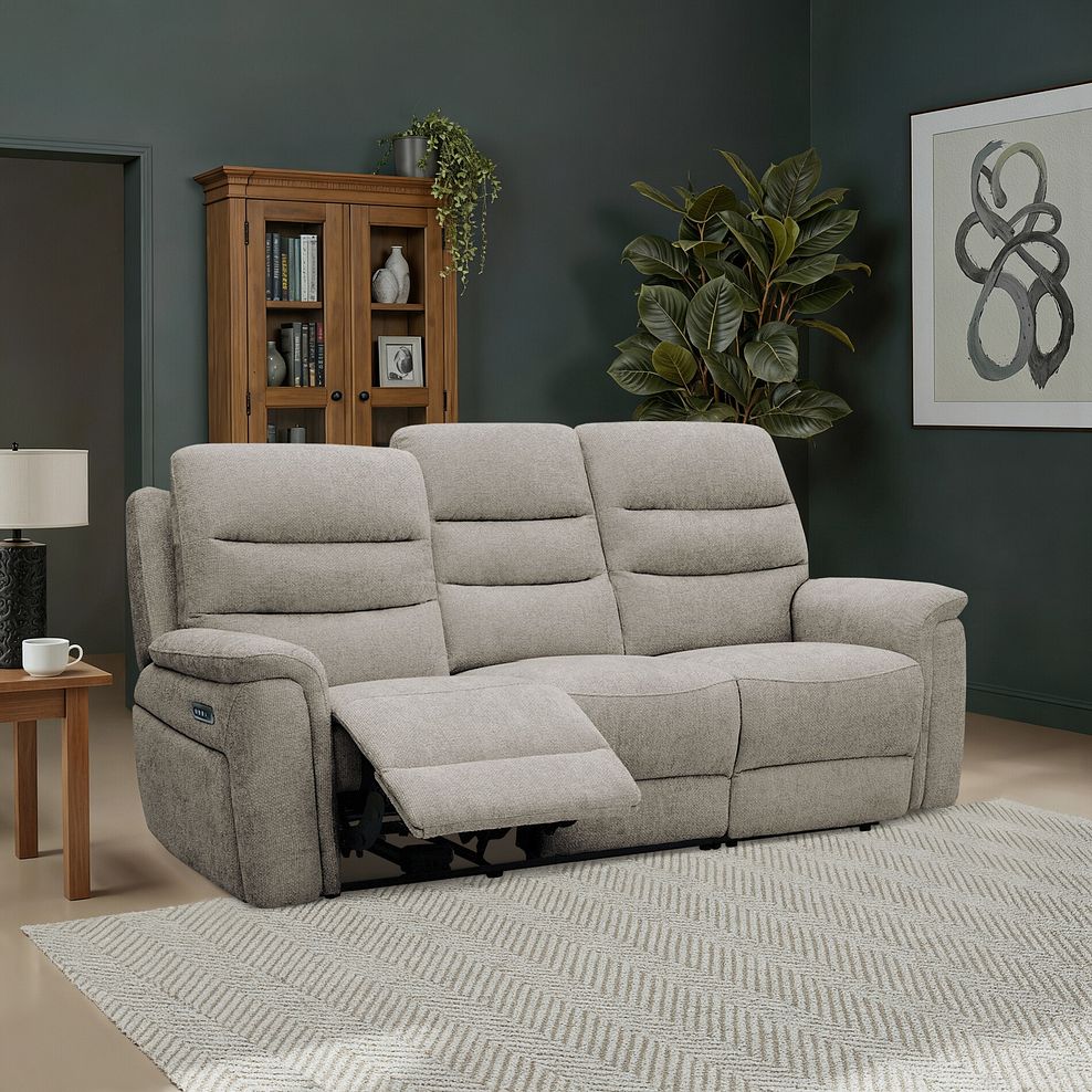 Jarrod 3 Seater Electric Recliner in Hopsack Linen Fabric 1