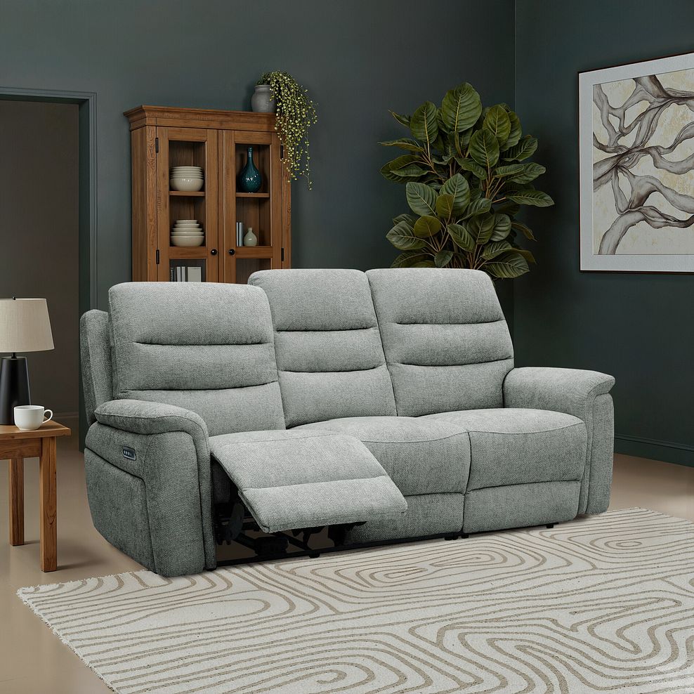 Jarrod 3 Seater Electric Recliner in Hopsack Platinum Fabric 1