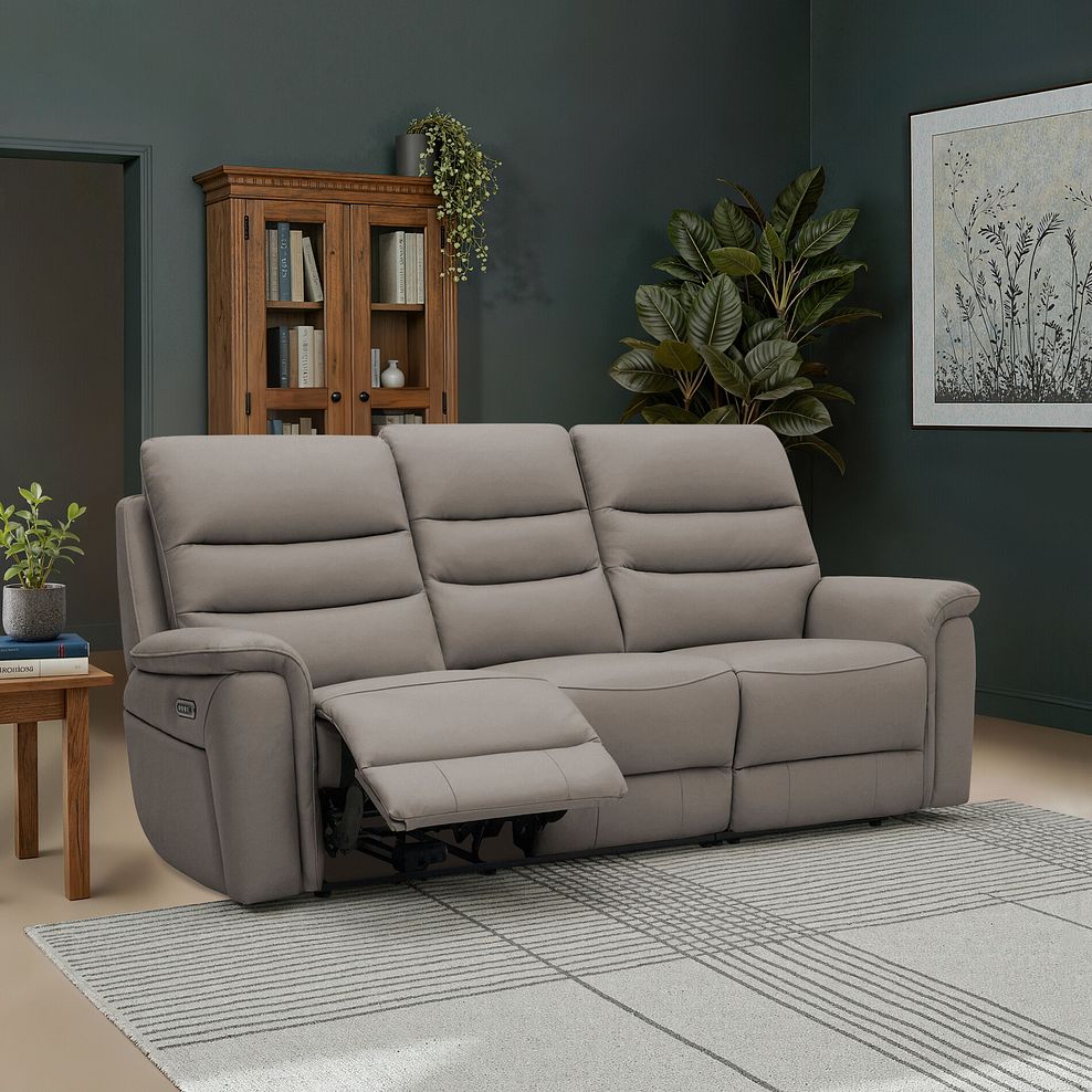Jarrod 3 Seater Electric Recliner in Oyster Leather 1