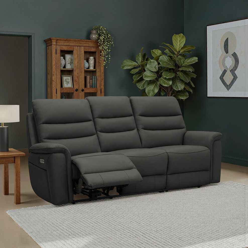 Jarrod 3 Seater Electric Recliner in Storm Leather 1