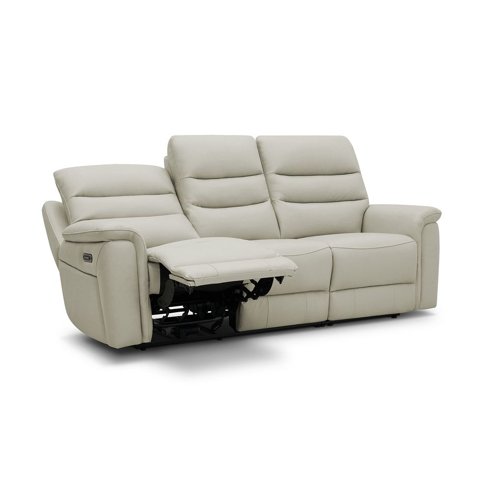 Jarrod 3 Seater Power Recliner with Adjustable Power Headrest and Lumbar Support in Bone China Leather 4