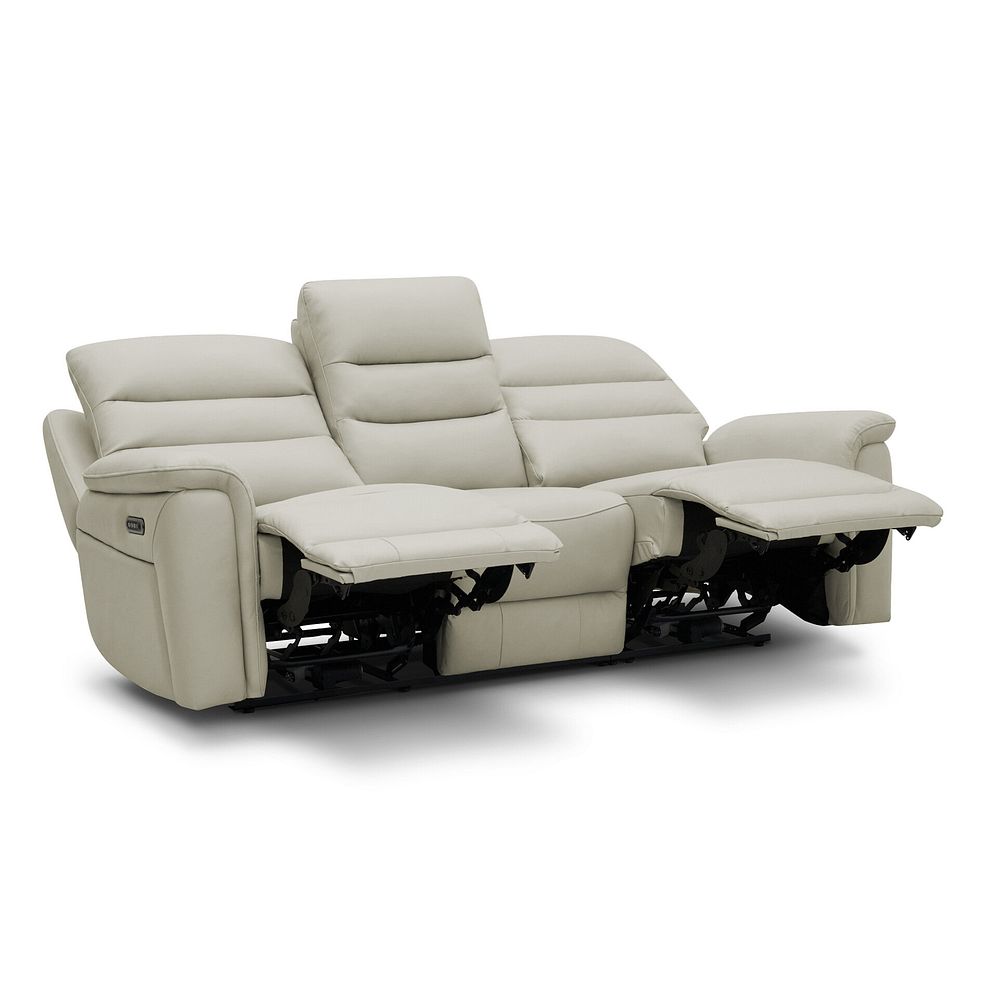 Jarrod 3 Seater Power Recliner with Adjustable Power Headrest and Lumbar Support in Bone China Leather 5