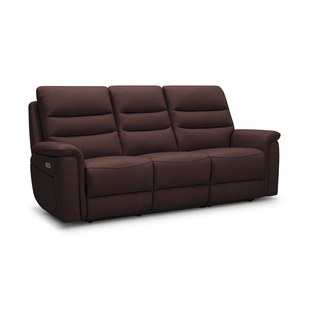 Jarrod 3 Seater Power Recliner with Adjustable Power Headrest and Lumbar Support in Chestnut Leather 6