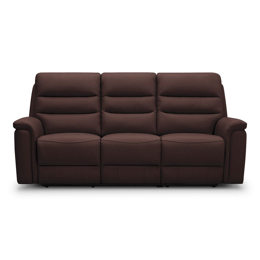 Jarrod 3 Seater Power Recliner with Adjustable Power Headrest and Lumbar Support in Chestnut Leather 11