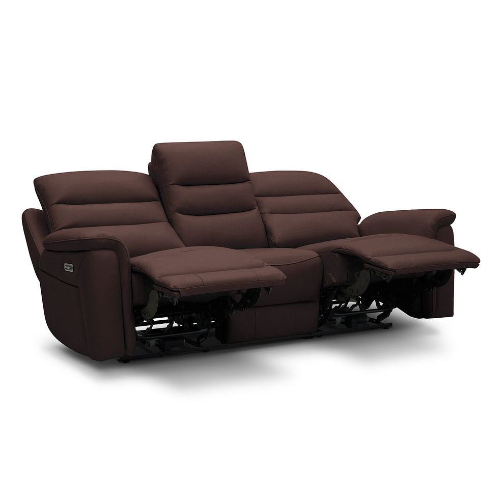 Jarrod 3 Seater Power Recliner with Adjustable Power Headrest and Lumbar Support in Chestnut Leather 10
