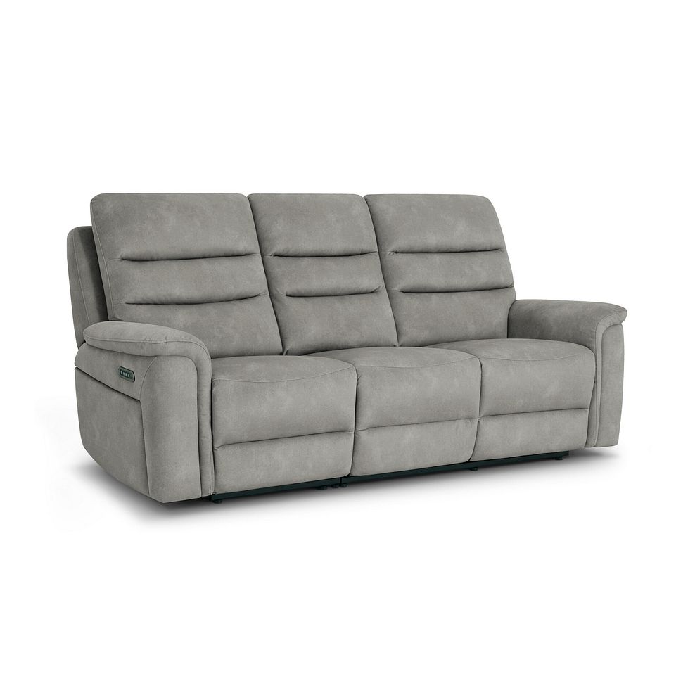 Jarrod 3 Seater Power Recliner with Adjustable Power Headrest and Lumbar Support in Dexter Stone Fabric 1