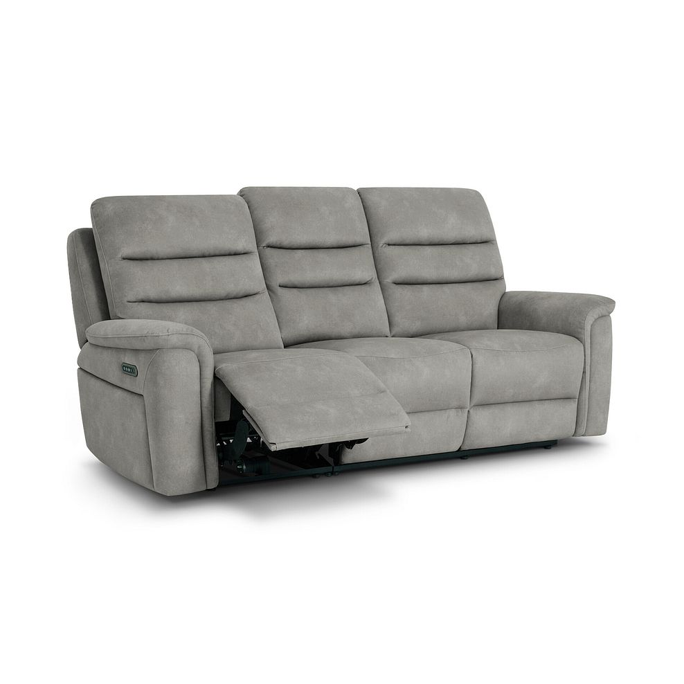 Jarrod 3 Seater Power Recliner with Adjustable Power Headrest and Lumbar Support in Dexter Stone Fabric 2