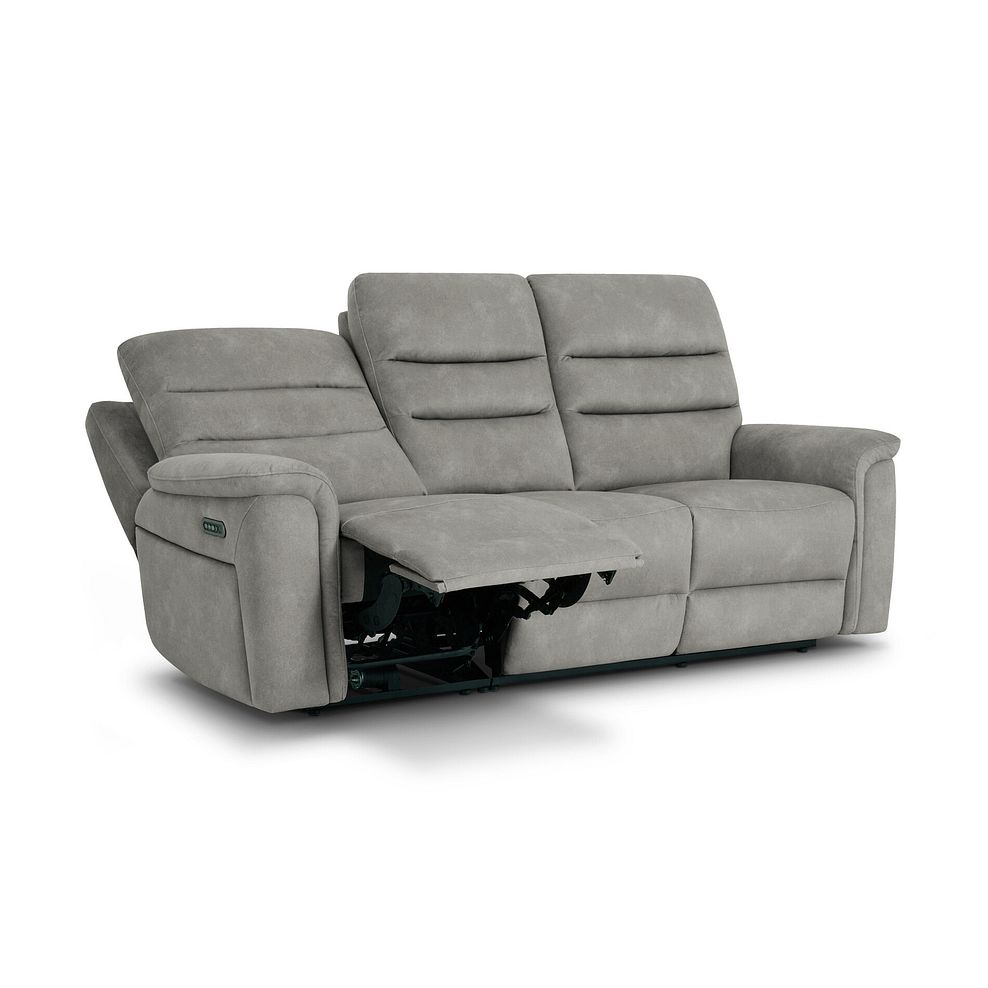 Jarrod 3 Seater Power Recliner with Adjustable Power Headrest and Lumbar Support in Dexter Stone Fabric 4