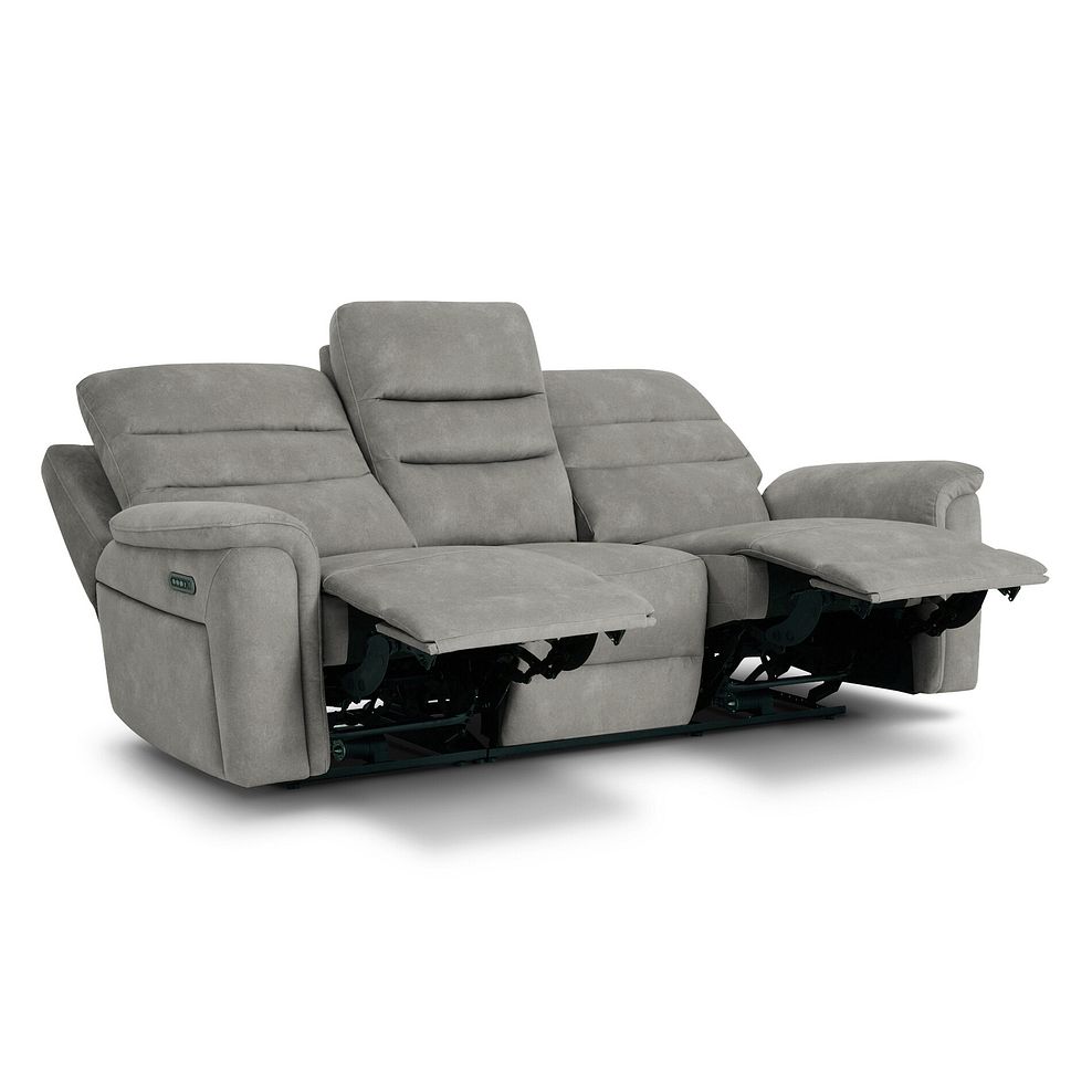 Jarrod 3 Seater Power Recliner with Adjustable Power Headrest and Lumbar Support in Dexter Stone Fabric 5