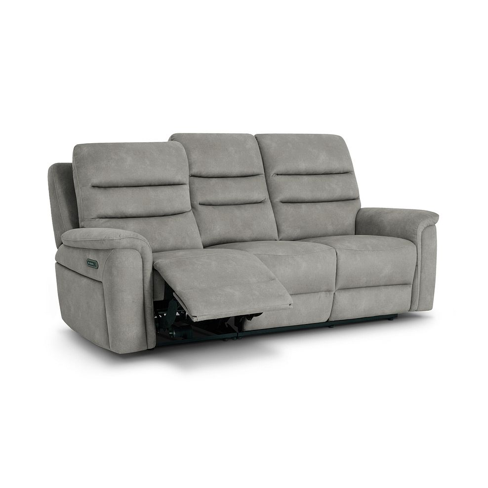 Jarrod 3 Seater Power Recliner with Adjustable Power Headrest and Lumbar Support in Dexter Stone Fabric 3