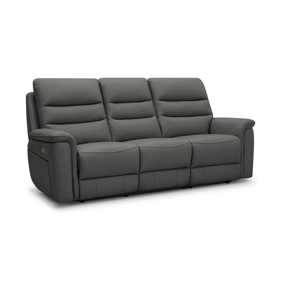Jarrod 3 Seater Power Recliner with Adjustable Power Headrest and Lumbar Support in Elephant Grey Leather 1