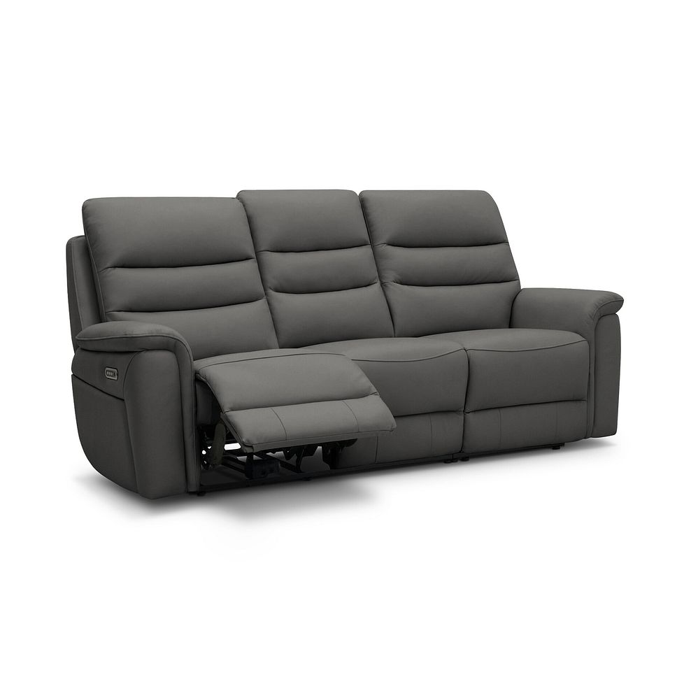 Jarrod 3 Seater Power Recliner with Adjustable Power Headrest and Lumbar Support in Elephant Grey Leather 2