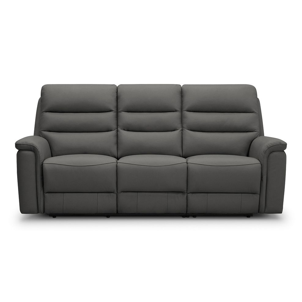 Jarrod 3 Seater Power Recliner with Adjustable Power Headrest and Lumbar Support in Elephant Grey Leather 6
