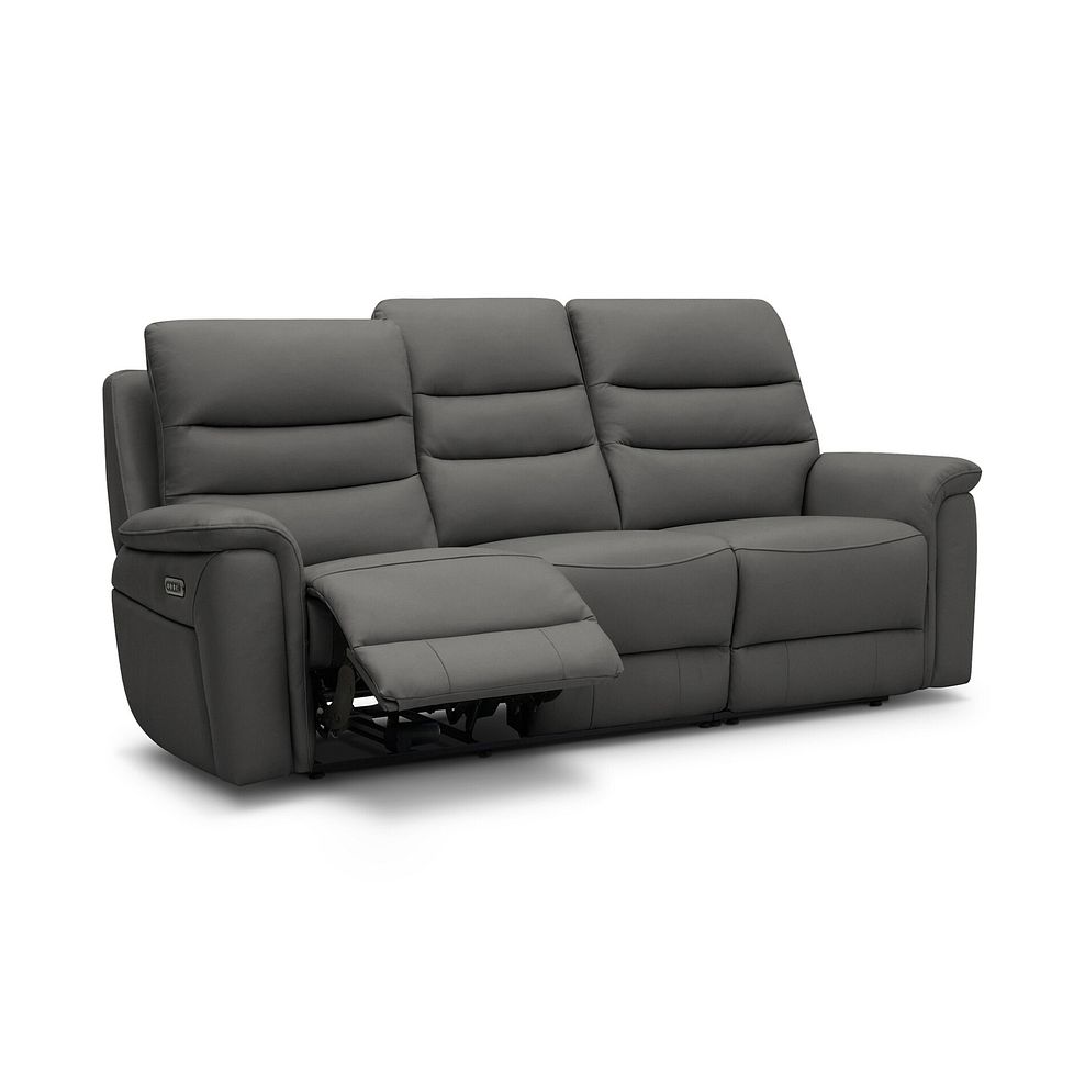 Jarrod 3 Seater Power Recliner with Adjustable Power Headrest and Lumbar Support in Elephant Grey Leather 3