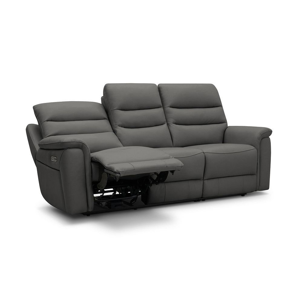 Jarrod 3 Seater Power Recliner with Adjustable Power Headrest and Lumbar Support in Elephant Grey Leather 4