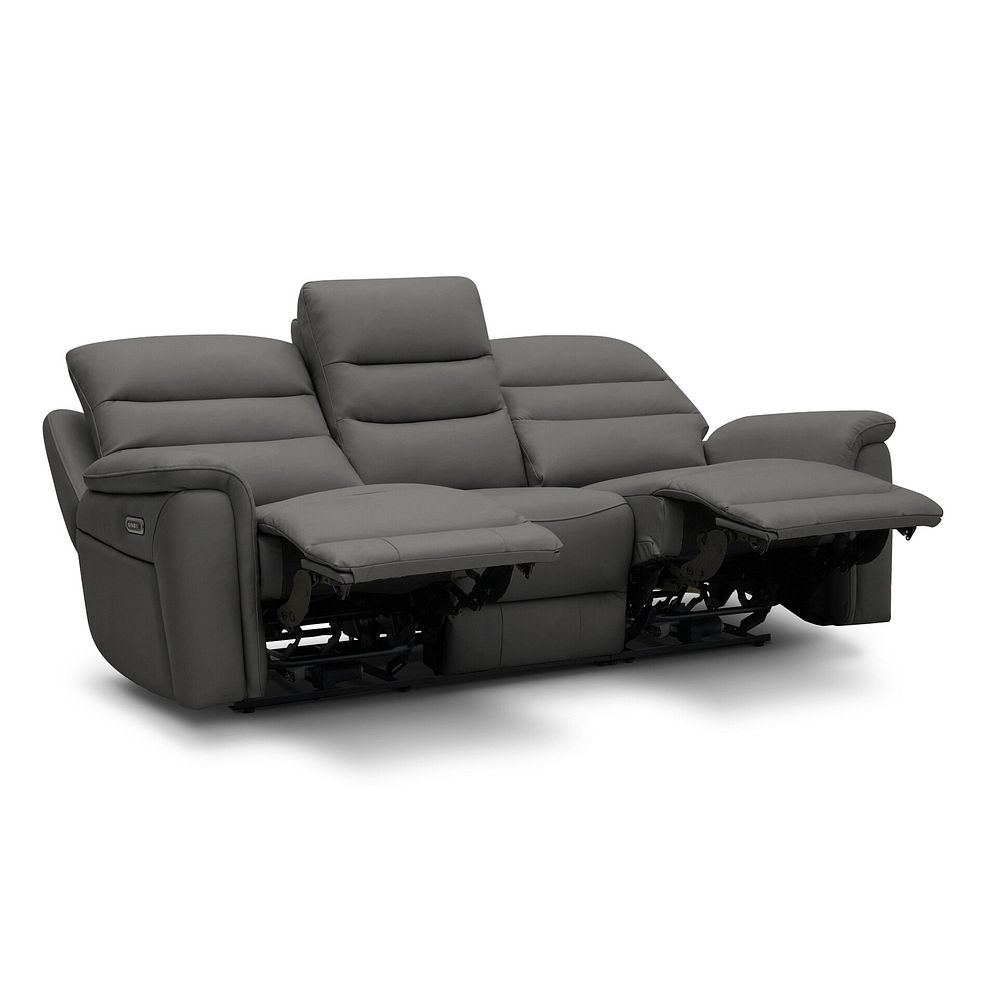 Jarrod 3 Seater Power Recliner with Adjustable Power Headrest and Lumbar Support in Elephant Grey Leather 5