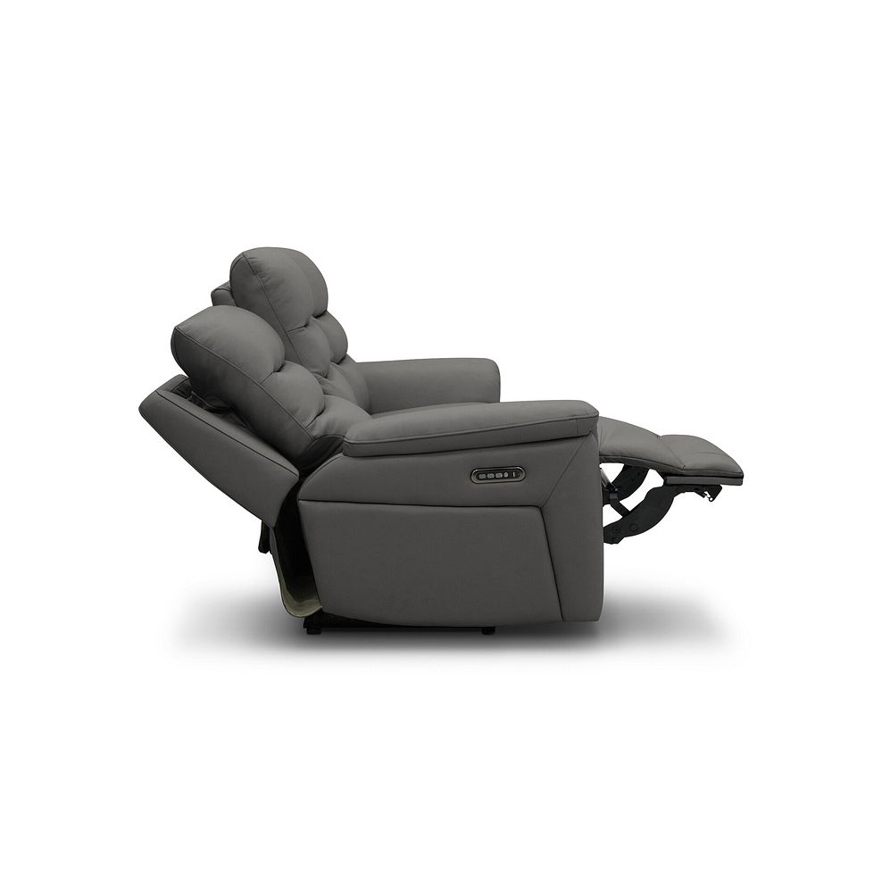 Jarrod 3 Seater Power Recliner with Adjustable Power Headrest and Lumbar Support in Elephant Grey Leather 8