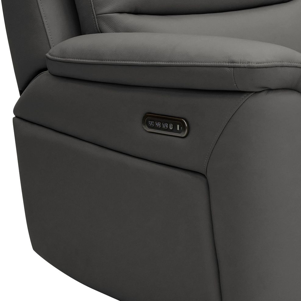 Jarrod 3 Seater Power Recliner with Adjustable Power Headrest and Lumbar Support in Elephant Grey Leather 11