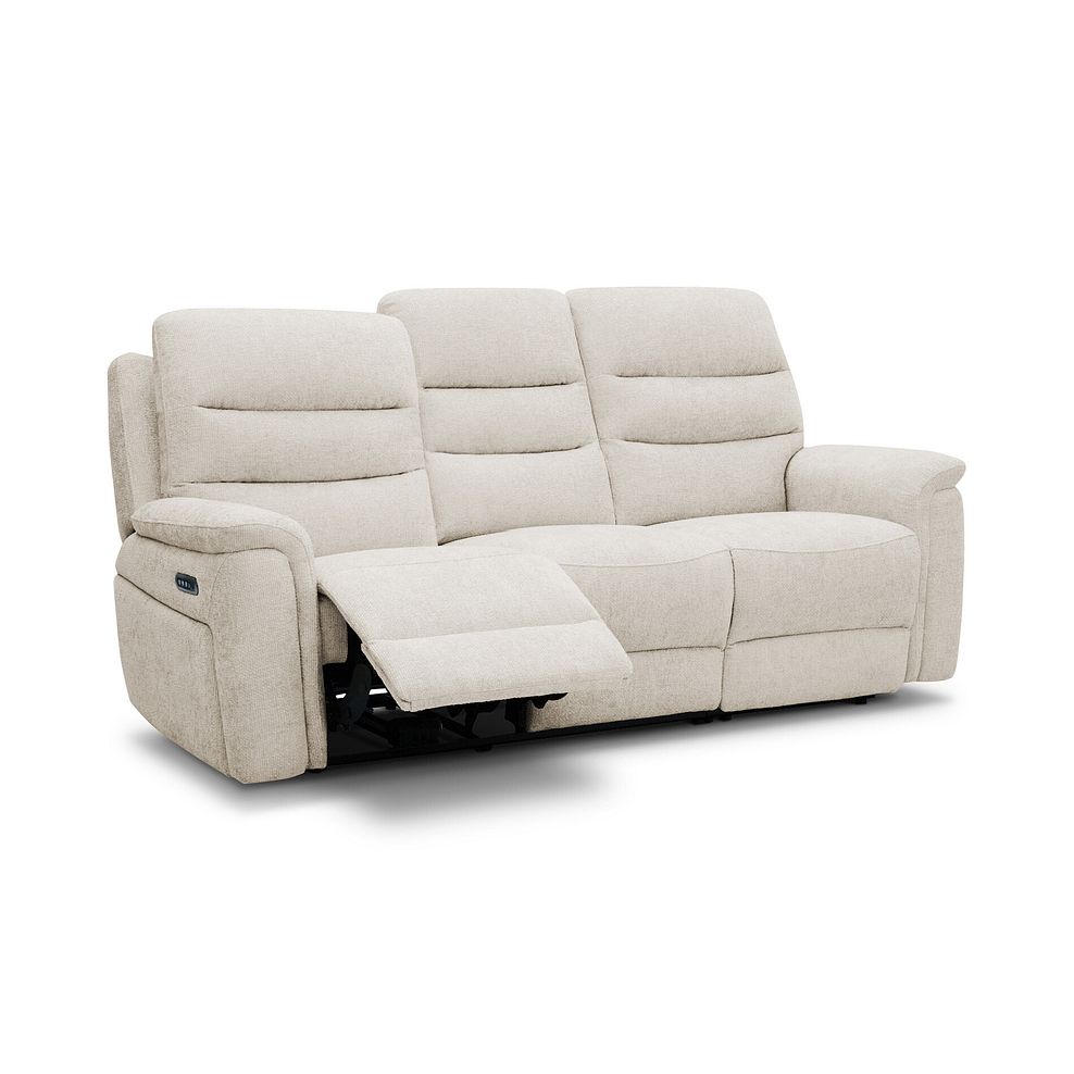 Jarrod 3 Seater Power Recliner with Adjustable Power Headrest and Lumbar Support in Hopsack Natural Fabric 2