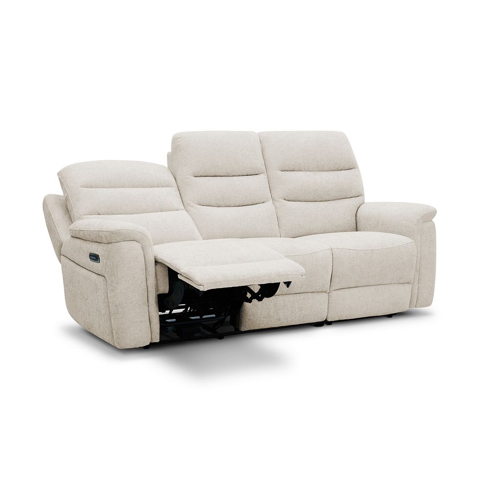 Jarrod 3 Seater Power Recliner with Adjustable Power Headrest and Lumbar Support in Hopsack Natural Fabric 4