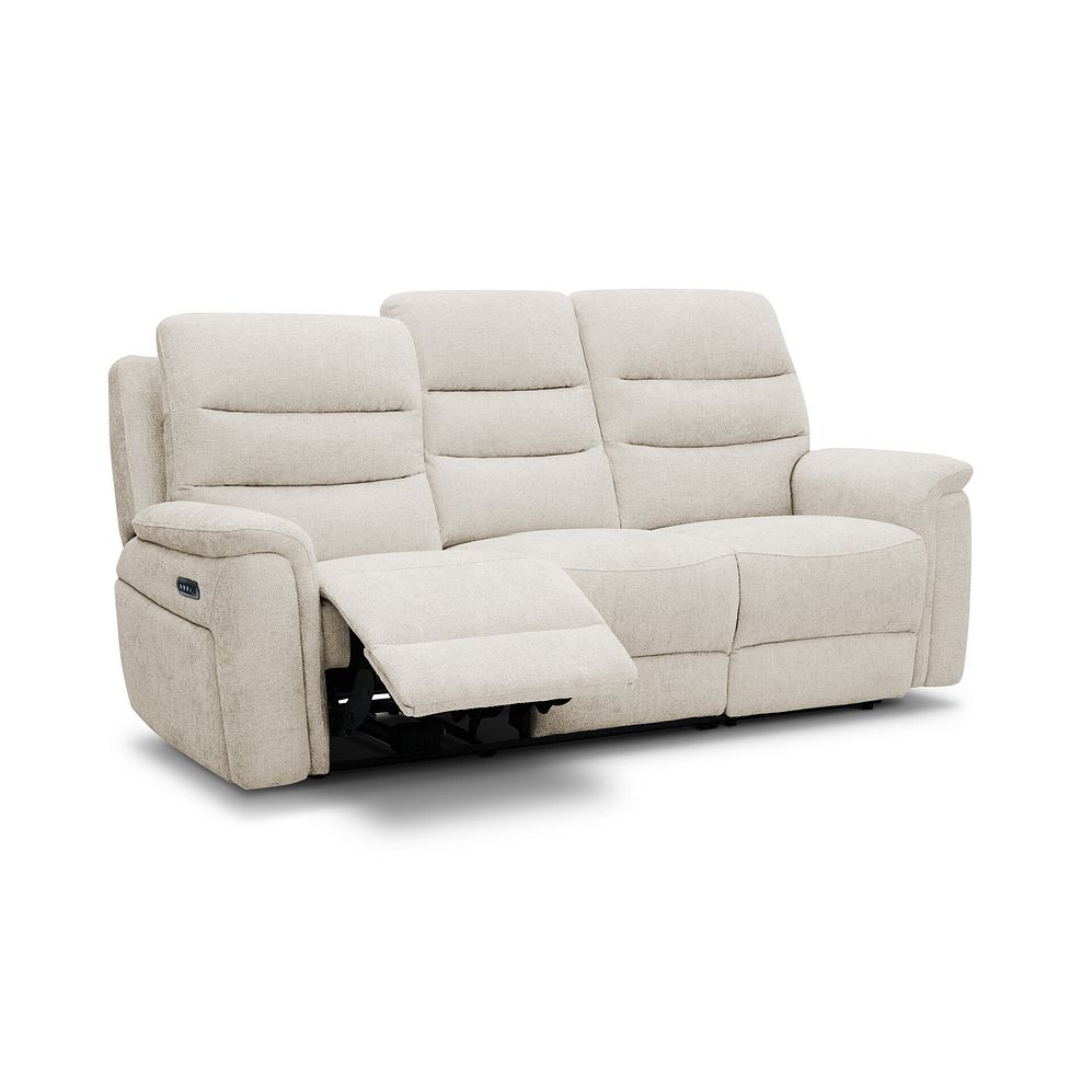 Jarrod 3 Seater Power Recliner with Adjustable Power Headrest and Lumbar Support in Hopsack Natural Fabric 3