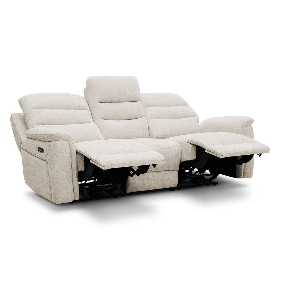 Jarrod 3 Seater Power Recliner with Adjustable Power Headrest and Lumbar Support in Hopsack Natural Fabric 6