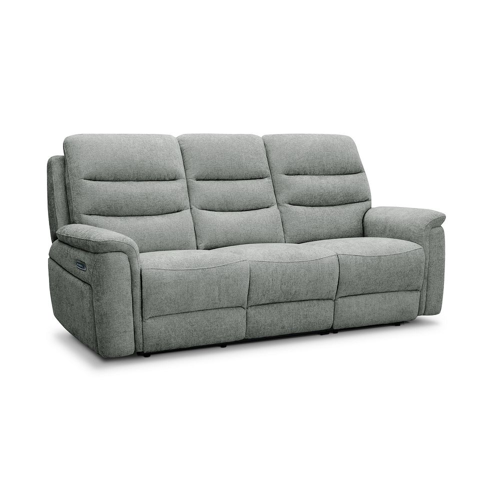 Jarrod 3 Seater Power Recliner with Adjustable Power Headrest and Lumbar Support in Hopsack Platinum Fabric 1