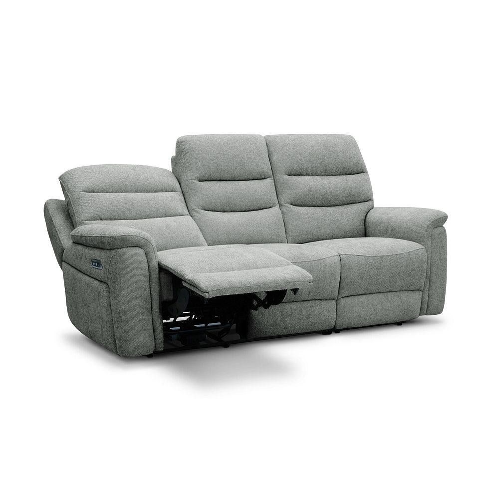 Jarrod 3 Seater Power Recliner with Adjustable Power Headrest and Lumbar Support in Hopsack Platinum Fabric 4