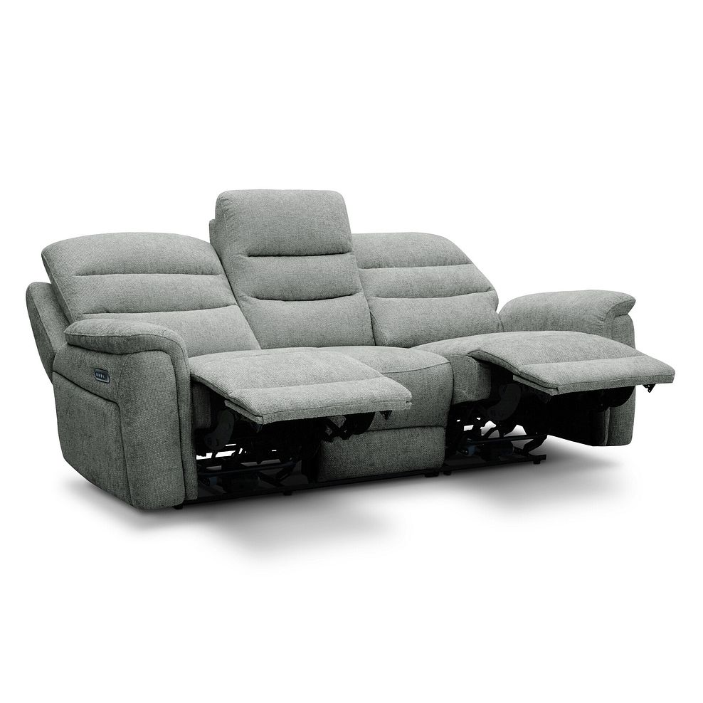 Jarrod 3 Seater Power Recliner with Adjustable Power Headrest and Lumbar Support in Hopsack Platinum Fabric 5