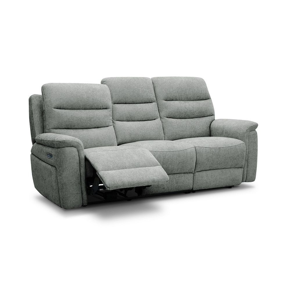 Jarrod 3 Seater Power Recliner with Adjustable Power Headrest and Lumbar Support in Hopsack Platinum Fabric 3