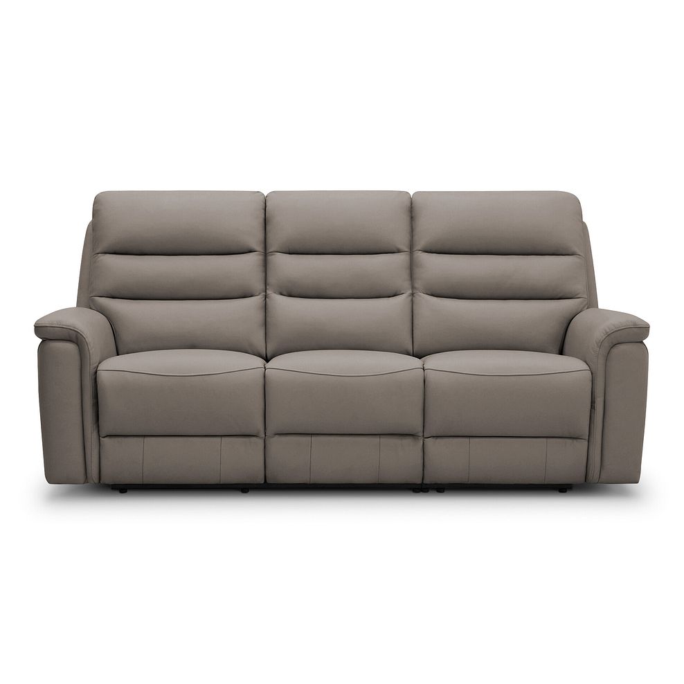 Jarrod 3 Seater Power Recliner with Adjustable Power Headrest and Lumbar Support in Oyster Leather 6