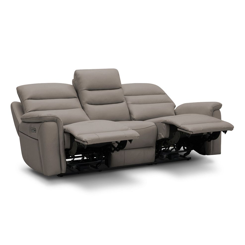 Jarrod 3 Seater Power Recliner with Adjustable Power Headrest and Lumbar Support in Oyster Leather 5