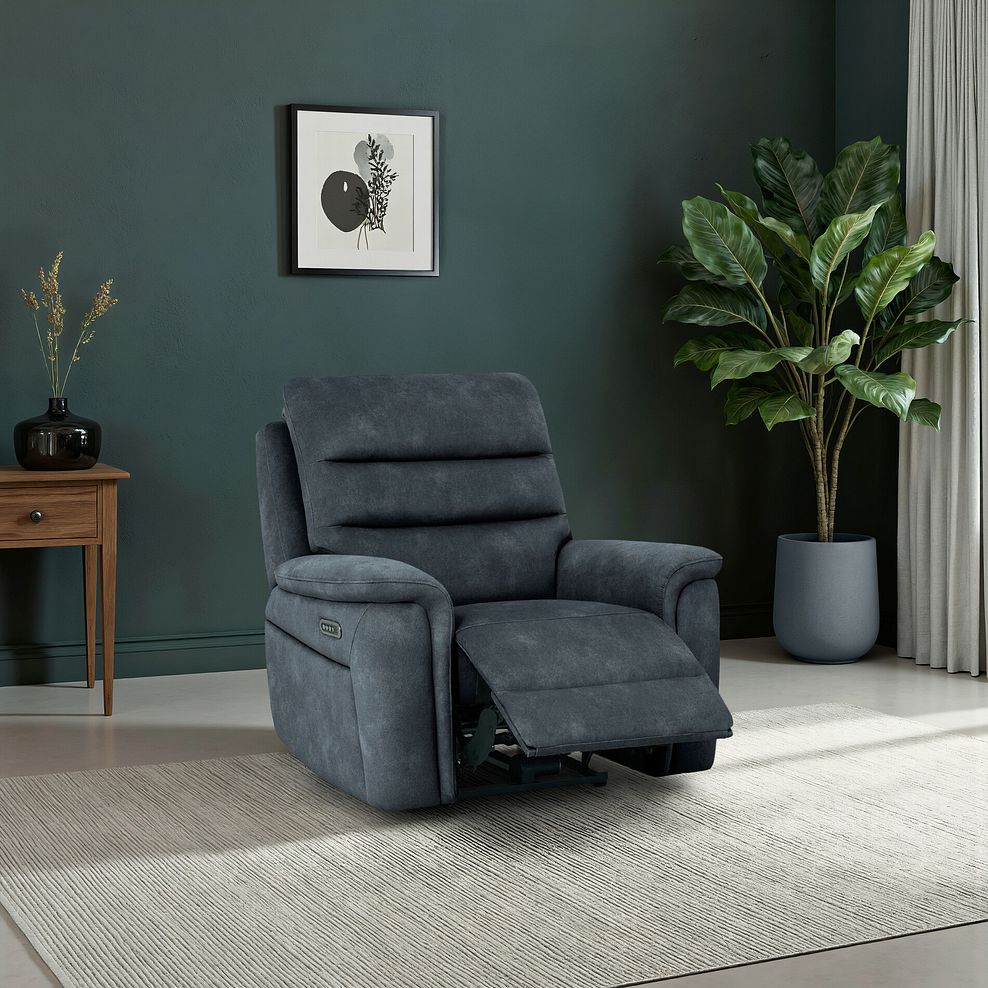 Jarrod Power Recliner Armchair in Dexter Shadow Fabric 1