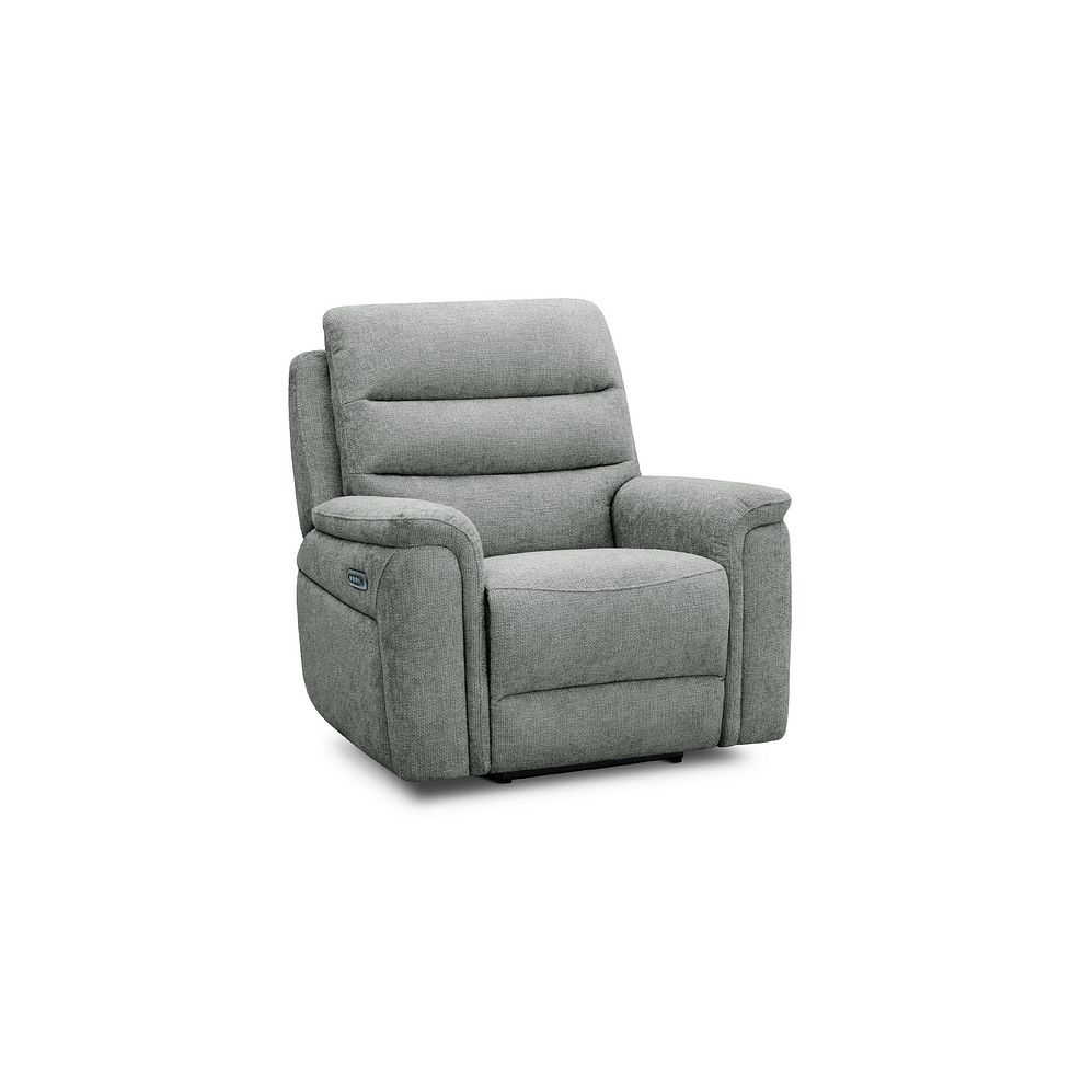 Jarrod Power Recliner Armchair in Hopsack Platinum Fabric 1