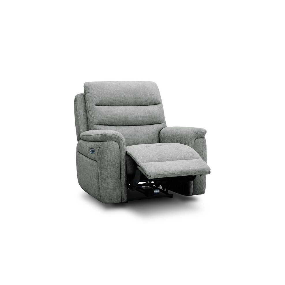 Jarrod Power Recliner Armchair in Hopsack Platinum Fabric 2